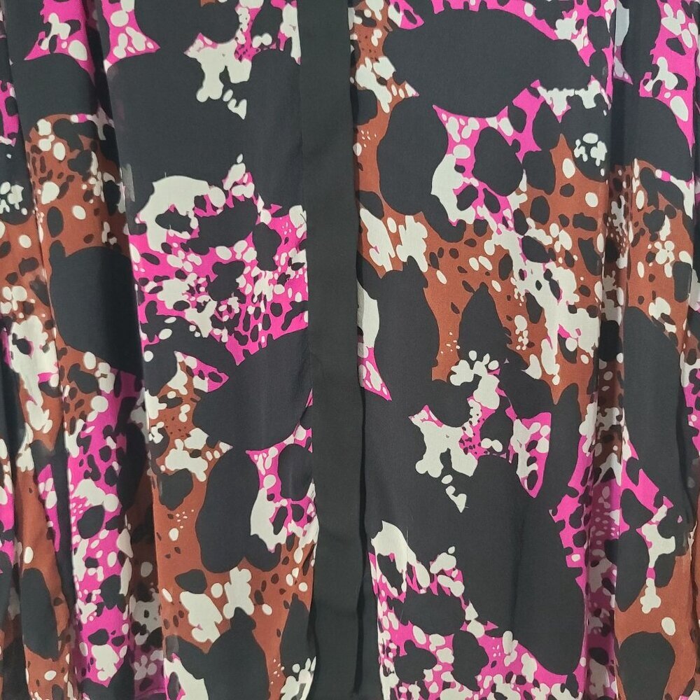 Diane Von Furrstenberg Lorelai Print Chieff In Cheetah Splash Pink Blouse 10 - Picture 4 of 11